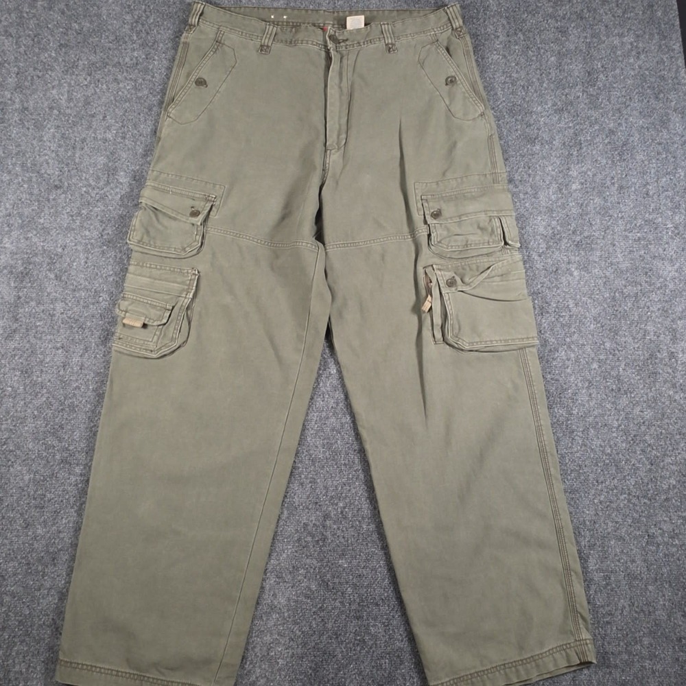 VTG Old Navy Cargo Pants Mens 36x32 Olive Green Utility Pocket Workwear